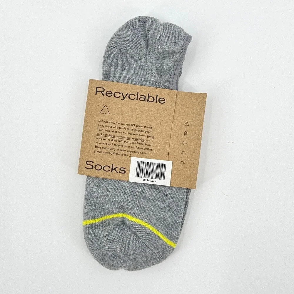 TWO PAIR Girlfriend‎ Collective Light Grey No Show Recyclable Athletic Socks 2
